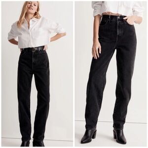 Madewell washed black baggy straight full length jeans